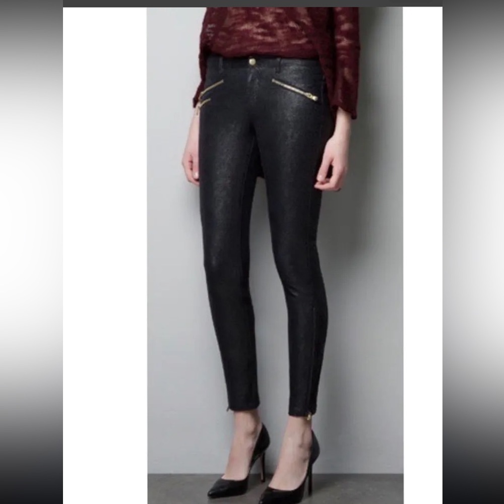 Zara Faux Snakeskin Leather Pants Sz 6